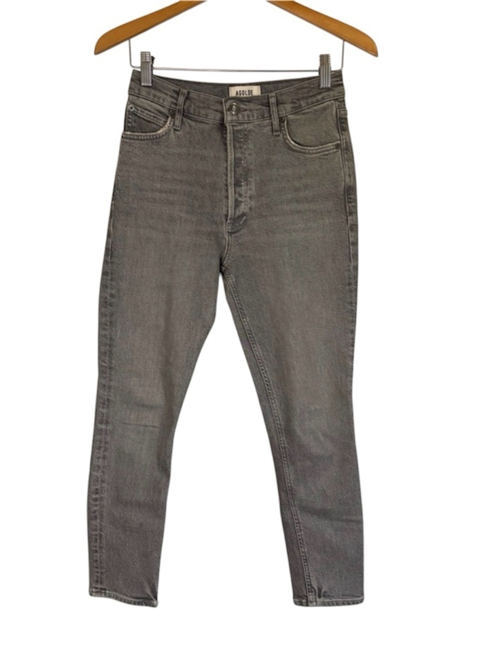 Agolde Nico High Rise Slim Jeans in Chime Gray Size 26